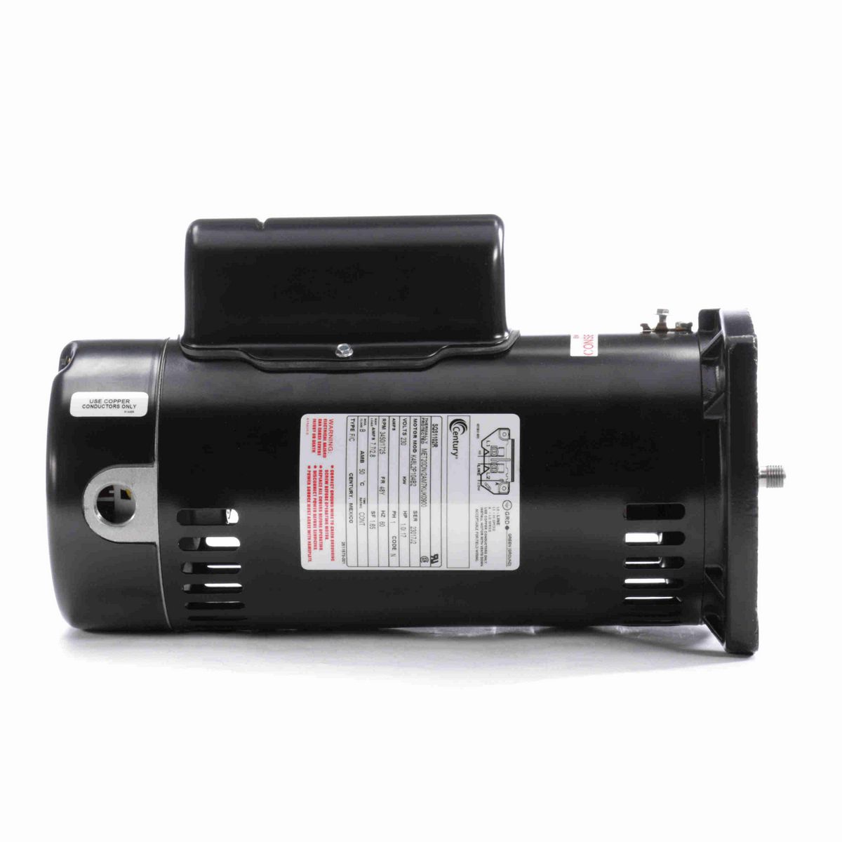 Century Pool Pump Motor, 1.0/.17 HP, 1 Ph, 60 Hz, 230 V, 3600 RPM, 48Y Frame, ODP - SQS1102R