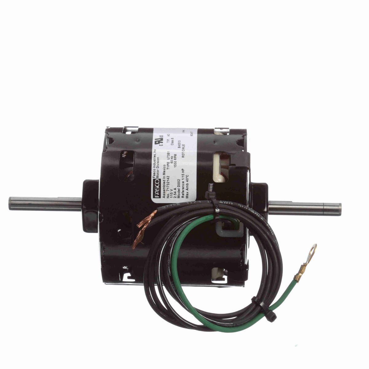FASCO OEM Replacement Motor, 1/15 HP, 1 Ph, 60 Hz, 115 V, 1550 RPM, 1 Speed, 3.3" Diameter, OAO - D002