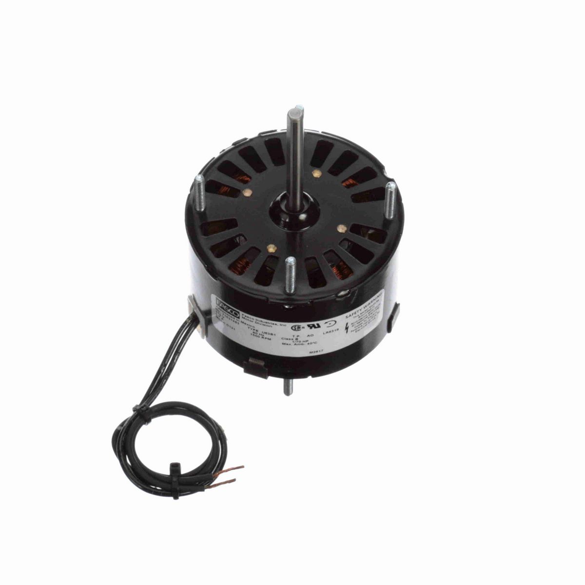FASCO Fan and Blower Motor, 1/70 HP, 1 Ph, 60 Hz, 115 V, 1500 RPM, 1 Speed, 3.3" Diameter, OAO - D121
