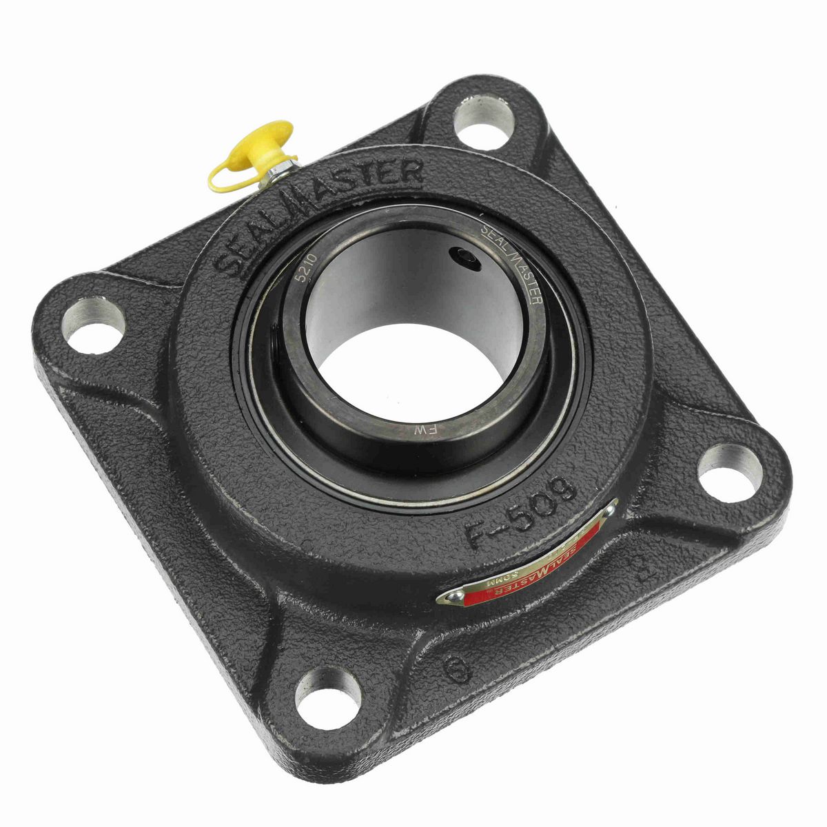 Sealmaster Mounted Cast Iron Four Bolt Flange Ball Bearing - 52100 Bearing Steel, Black Oxided - Setscrew Lock - SF-210