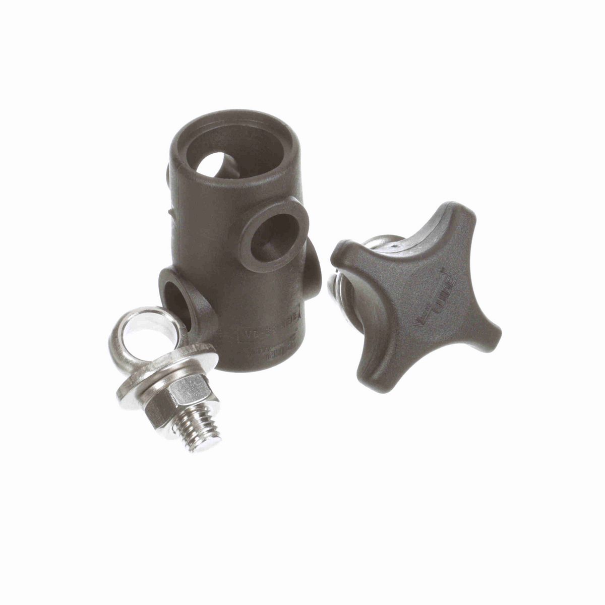 System Plast Cross Block for 1/2-in round x 1/2-in round w/ 1 Knob and 1 Nut - VG-621NK-12-12