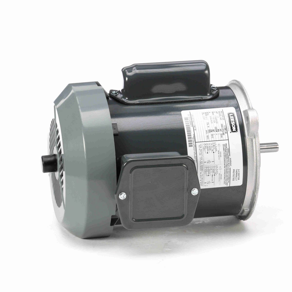 LEESON Auger Drive Motor, 0.33 HP, 1 Ph, 60 Hz, 115/208-230 V, 1800 RPM, 56YZ Frame, TEFC - 117887.00