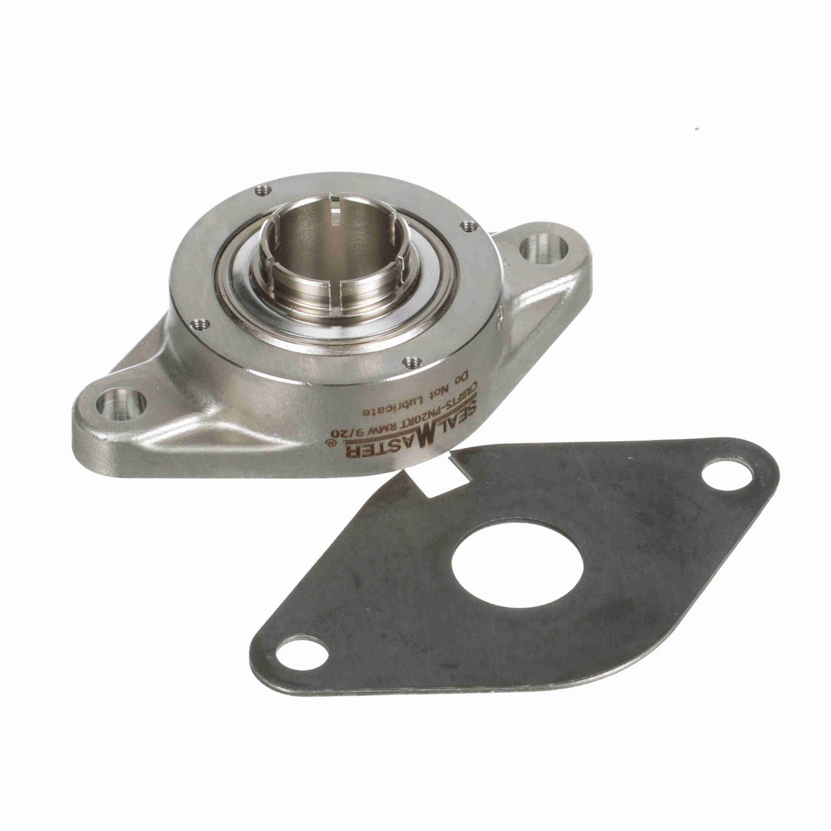Sealmaster Mounted Stainless Steel Two Bolt Flange Ball Bearing - 52100 Bearing Steel, Phosphorus Nickel Coated - Concentric Lock - Corrosion Resistant - Reduced Maintenance - Lubed for Life - CRBFTS-PN20RT RMW