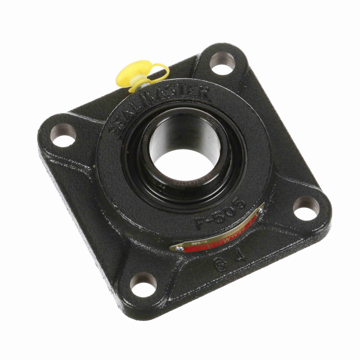 Sealmaster Mounted Cast Iron Four Bolt Flange Ball Bearing - 52100 Bearing Steel, Black Oxided - Setscrew Lock - SF-20RC