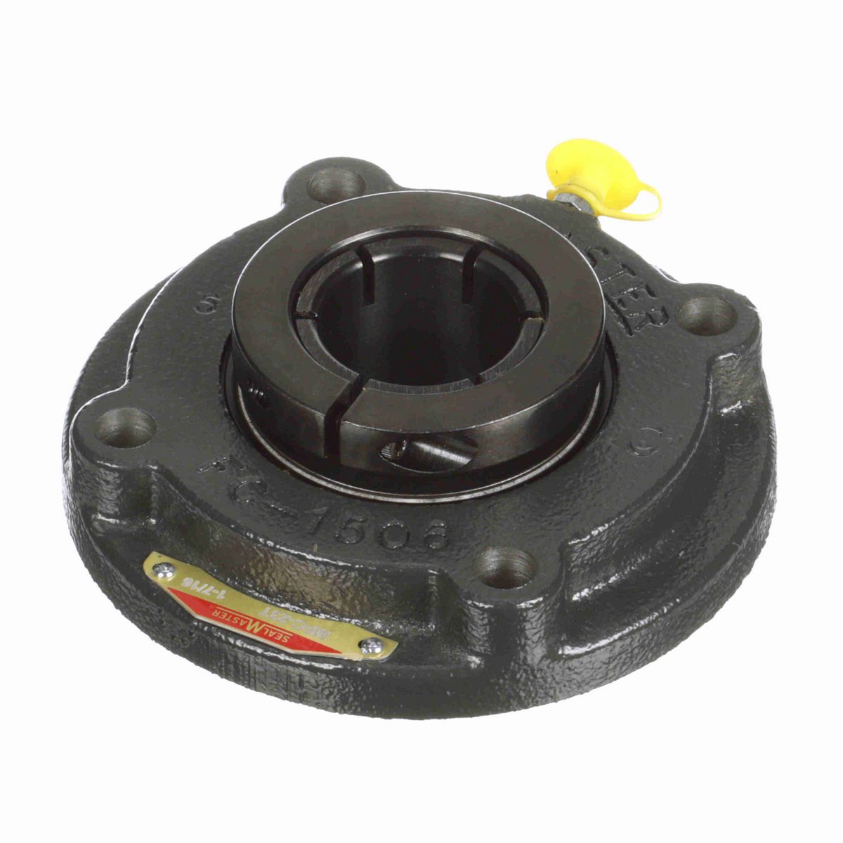 Sealmaster Mounted Cast Iron Flange Cartridge Ball Bearing - 52100 Bearing Steel, Black Oxided - Concentric Lock - MFC-23T