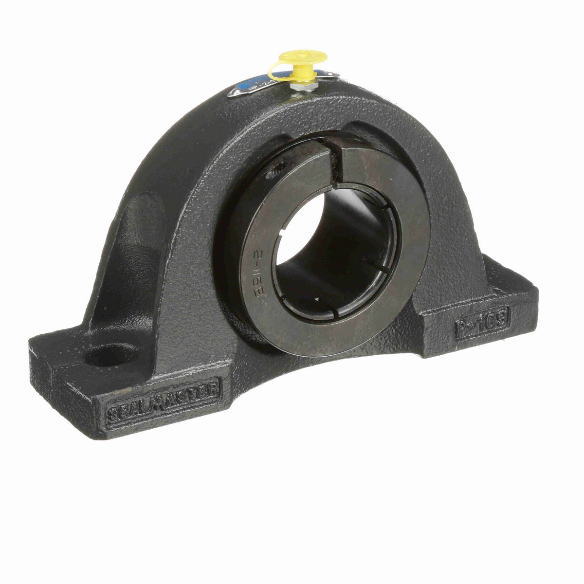 Sealmaster Mounted Cast Iron Two Bolt Pillow Block Ball Bearing - 52100 Bearing Steel, Black Oxided - Concentric Lock - NP-210TMC