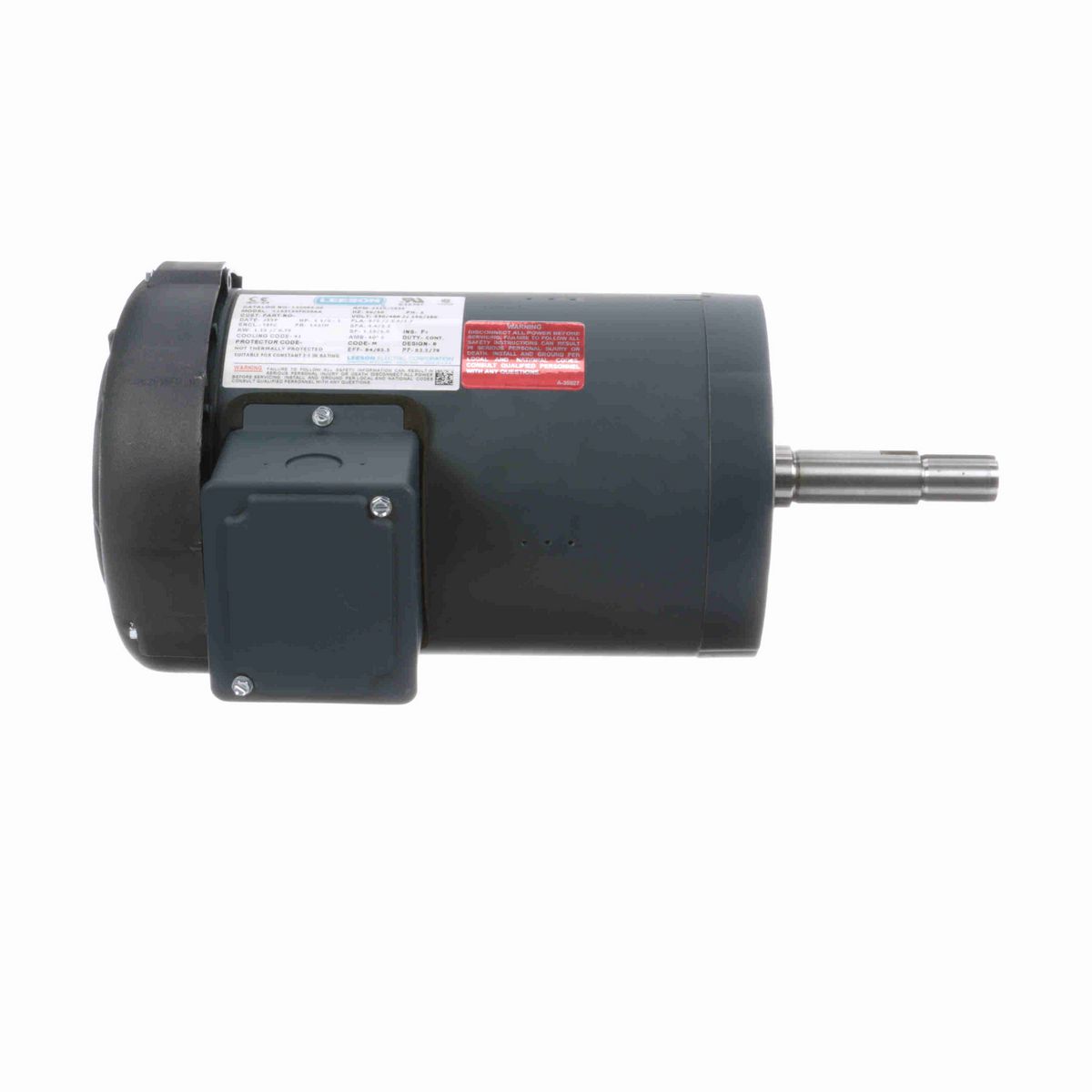 LEESON Close-Coupled Pump Motor, 1.50 & 1 HP, 3 Ph, 60 & 50 Hz, 230/460 & 190/380 V, 3600 & 3000 RPM, 143JM Frame, TEFC - 122086.00