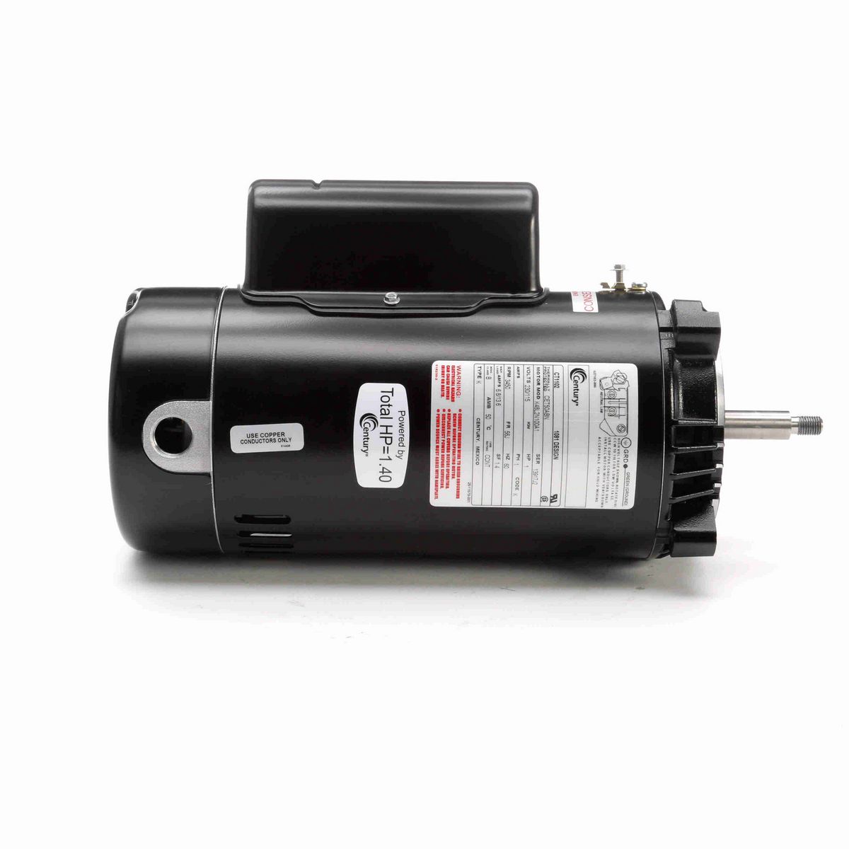 Century Pool Pump Motor, 1 HP, 1 Ph, 60 Hz, 230/115 V, 3600 RPM, 56J Frame, ODP - CT1102