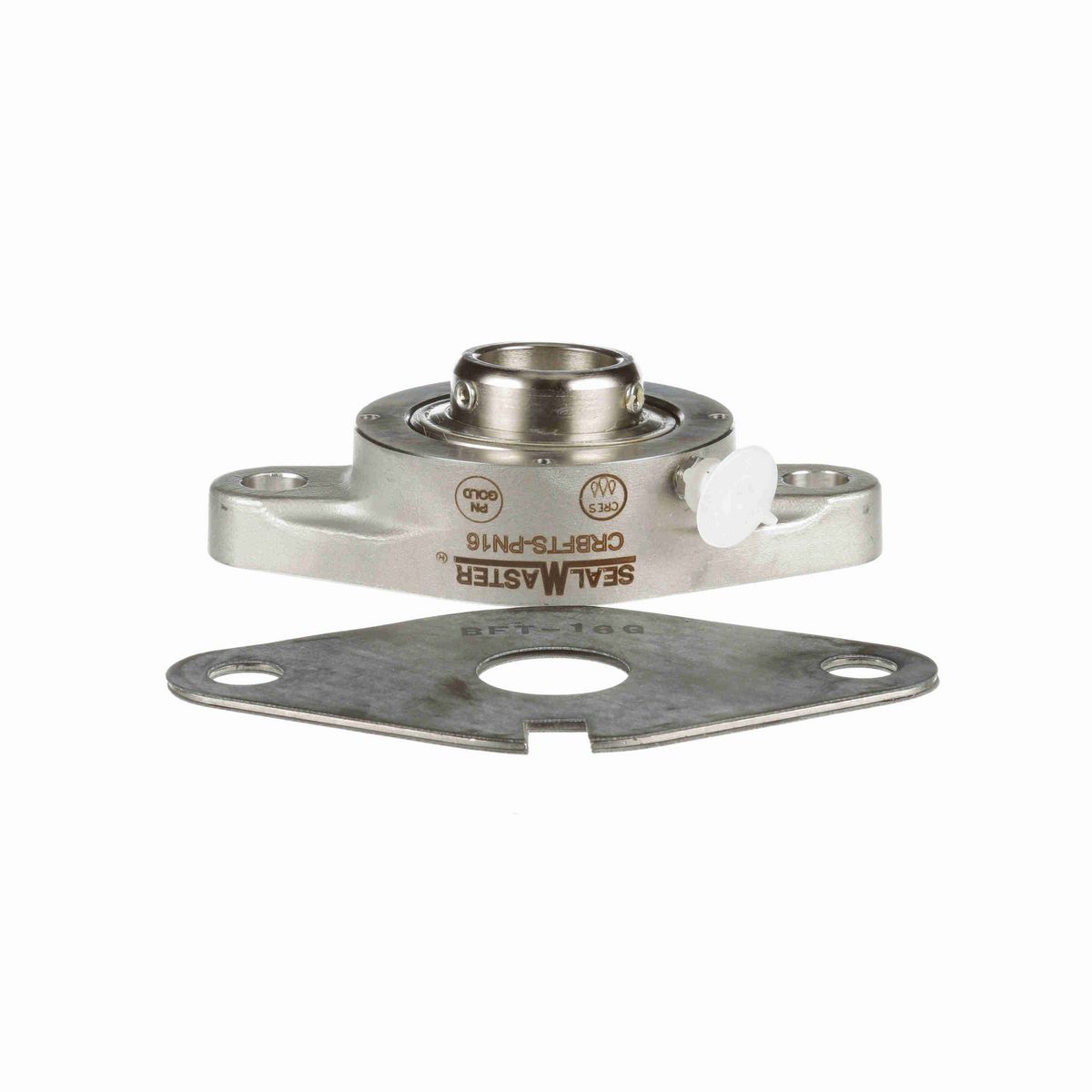 Sealmaster Mounted Stainless Steel Two Bolt Flange Ball Bearing - 52100 Bearing Steel, Phosphorus Nickel Coated - Setscrew Lock - Corrosion Resistant - CRBFTS-PN16