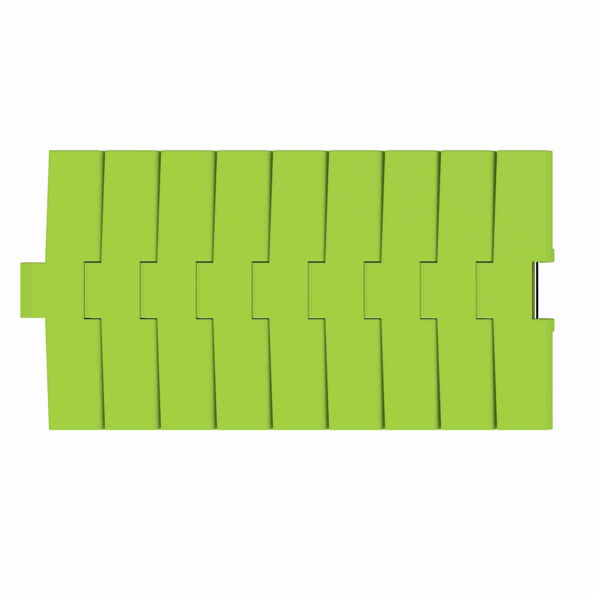 Rexnord 882TAB Side-flexing Solid Top, Material: Bright Lime-Green Dry PET Low Friction, Width: 7.5in, Pitch: 1.5in - 10483792