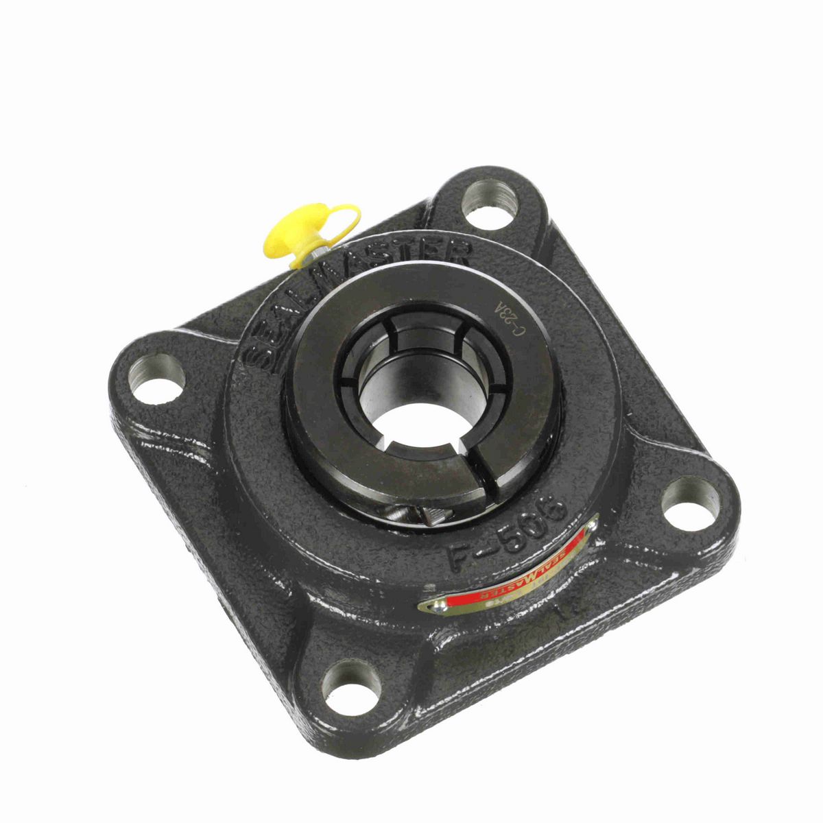 Sealmaster Mounted Cast Iron Four Bolt Flange Ball Bearing - 52100 Bearing Steel, Black Oxided - Concentric Lock - MSF-19T