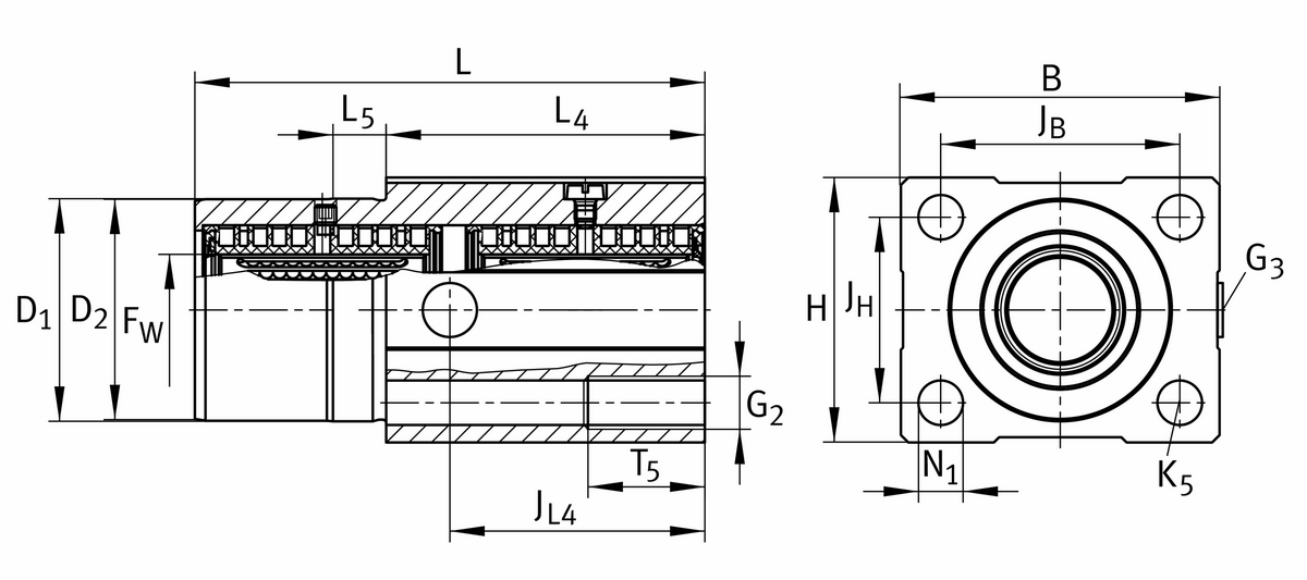 Узел с шарикоподшипником для линейного перемещения INA KTFS20-PP-AS