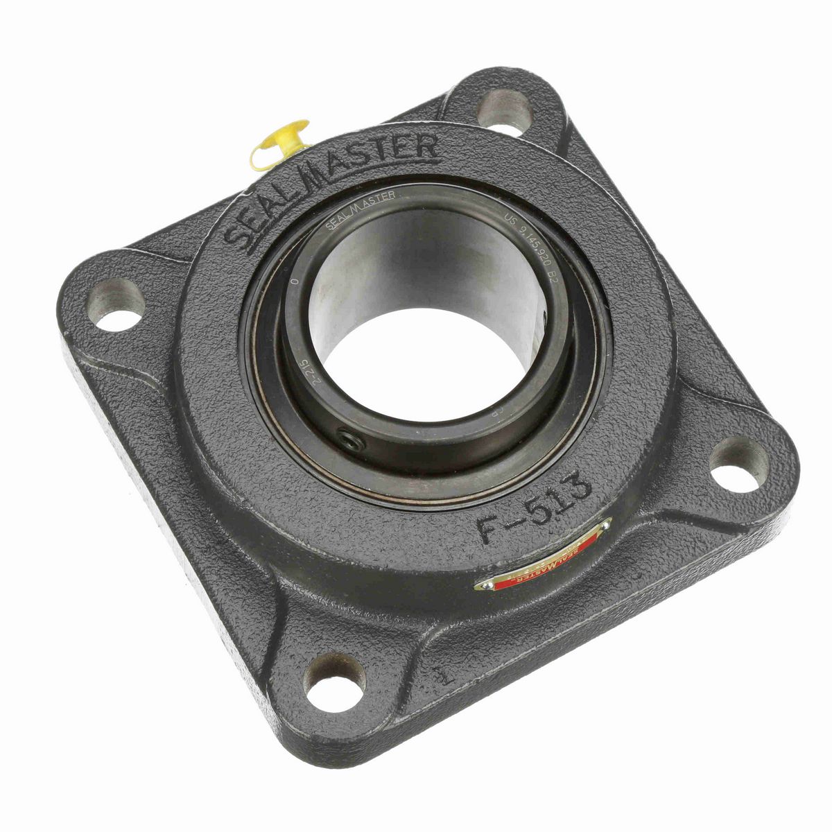 Sealmaster Mounted Cast Iron Four Bolt Flange Ball Bearing - 52100 Bearing Steel, Black Oxided - Setscrew Lock - SF-47