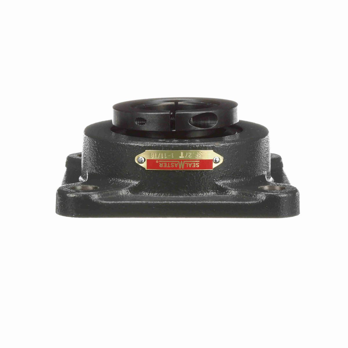 Sealmaster Mounted Cast Iron Four Bolt Flange Ball Bearing - 52100 Bearing Steel, Black Oxided - Concentric Lock - SF-27T