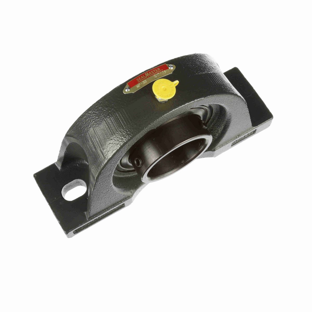 Sealmaster Mounted Cast Iron Two Bolt Pillow Block Ball Bearing - 52100 Bearing Steel, Black Oxided - Setscrew Lock - NP-39