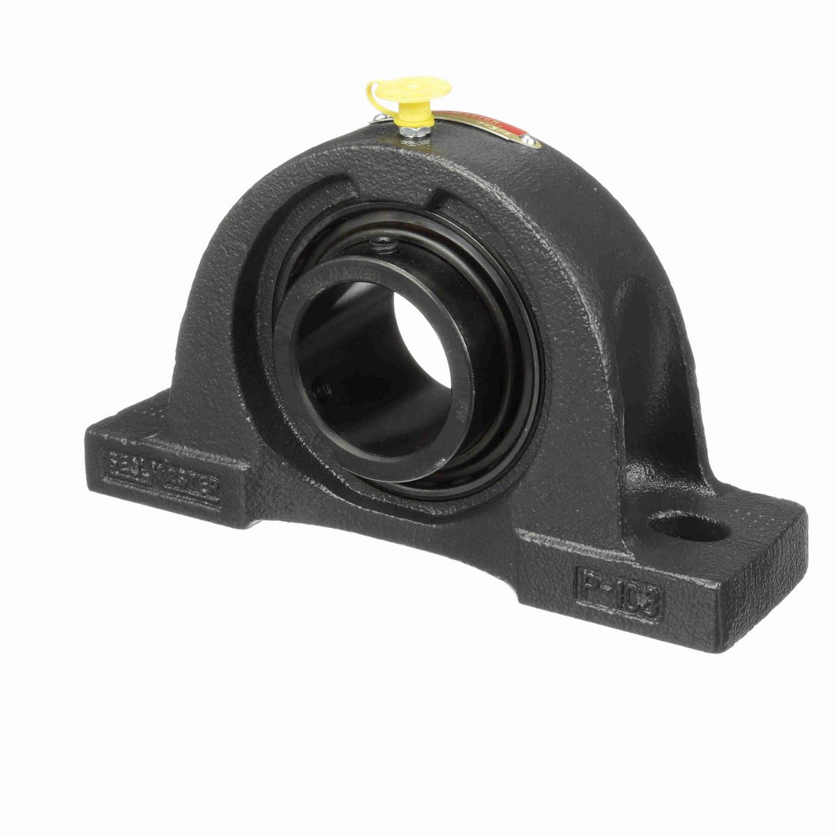 Sealmaster Mounted Cast Iron Two Bolt Pillow Block Ball Bearing - 52100 Bearing Steel, Black Oxided - Setscrew Lock - NP-28C