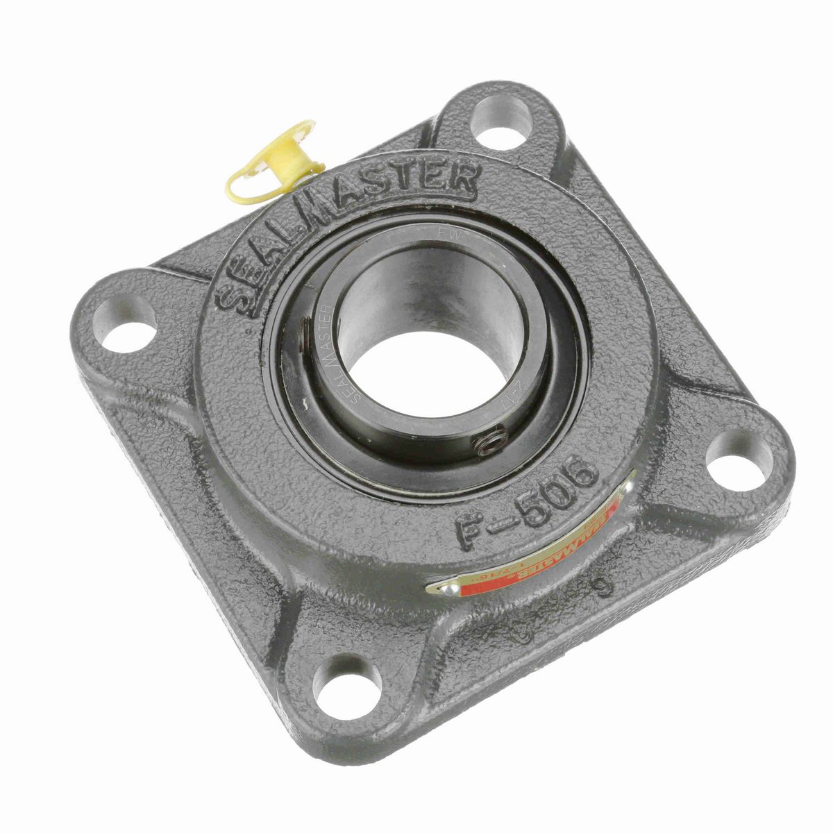 Sealmaster Mounted Cast Iron Four Bolt Flange Ball Bearing - 52100 Bearing Steel, Black Oxided - Setscrew Lock - SF-23
