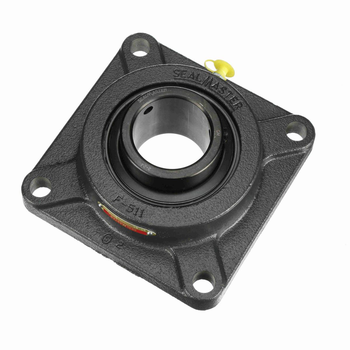 Sealmaster Mounted Cast Iron Four Bolt Flange Ball Bearing - 52100 Bearing Steel, Black Oxided - Setscrew Lock - SF-36