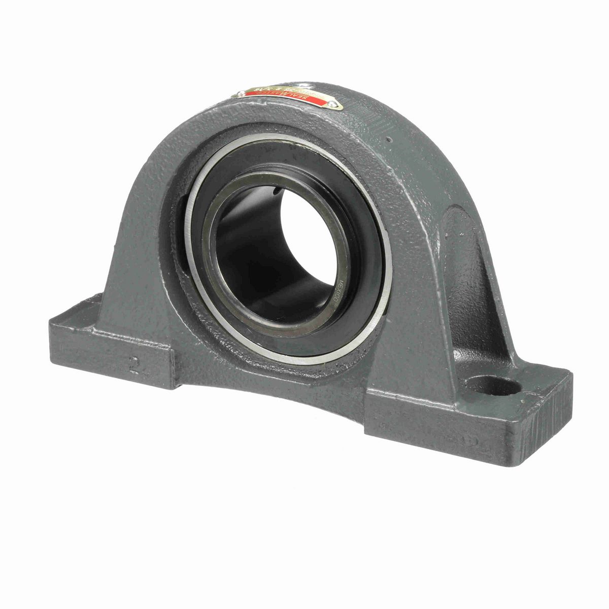 Sealmaster Mounted Cast Iron Two Bolt Pillow Block Ball Bearing - 52100 Bearing Steel, Black Oxided - Setscrew Lock - NPMH-35