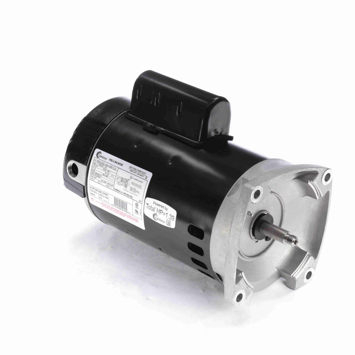 Century Pool Pump Motor, 1/2 HP, 1 Ph, 60 Hz, 208-230/115 V, 3600 RPM, Y56Y Frame, ODP - HSQ1052