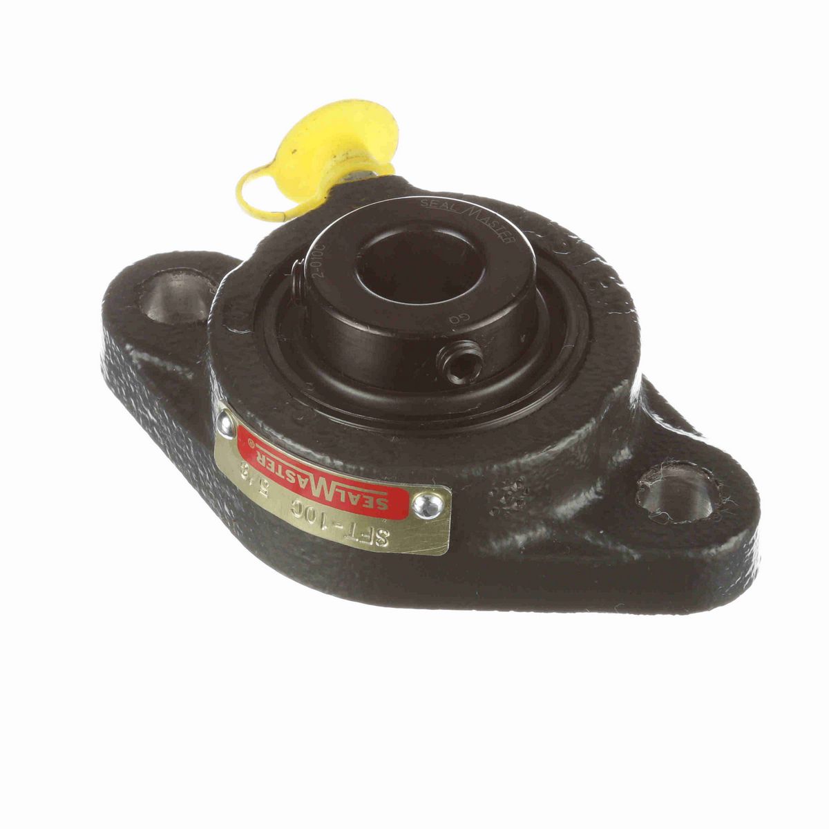 Sealmaster Mounted Cast Iron Two Bolt Flange Ball Bearing - 52100 Bearing Steel, Black Oxided - Setscrew Lock - SFT-10C