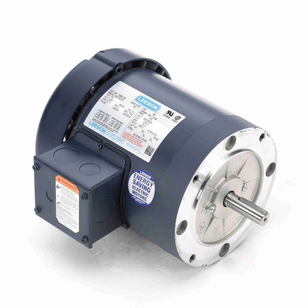 LEESON General Purpose Motor, 0.75 HP, 3 Ph, 60 Hz, 230/460 V, 1800 RPM, 56C Frame, TEFC - 110047.00