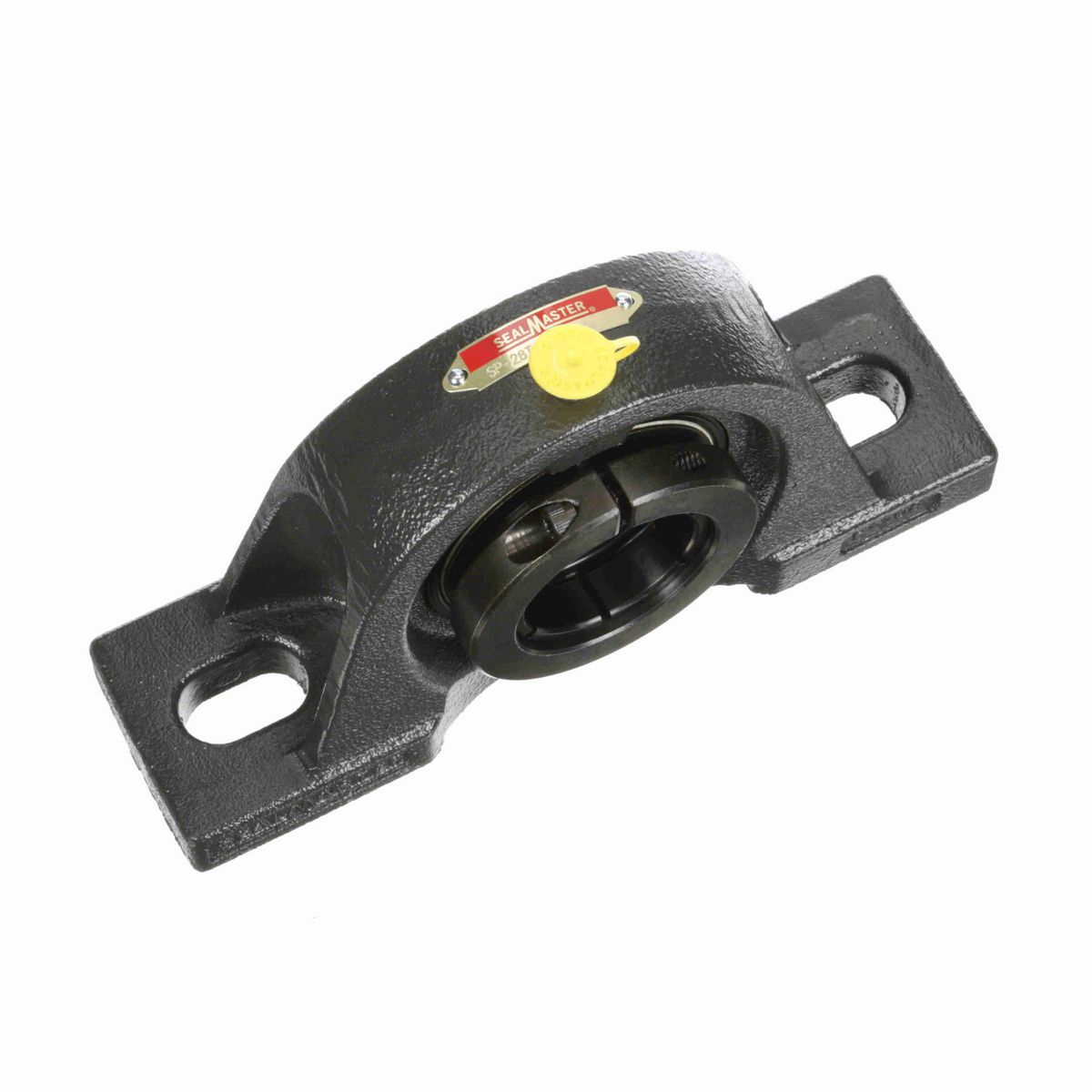 Sealmaster Mounted Cast Iron Two Bolt Pillow Block Ball Bearing - 52100 Bearing Steel, Black Oxided - Concentric Lock - SP-28T