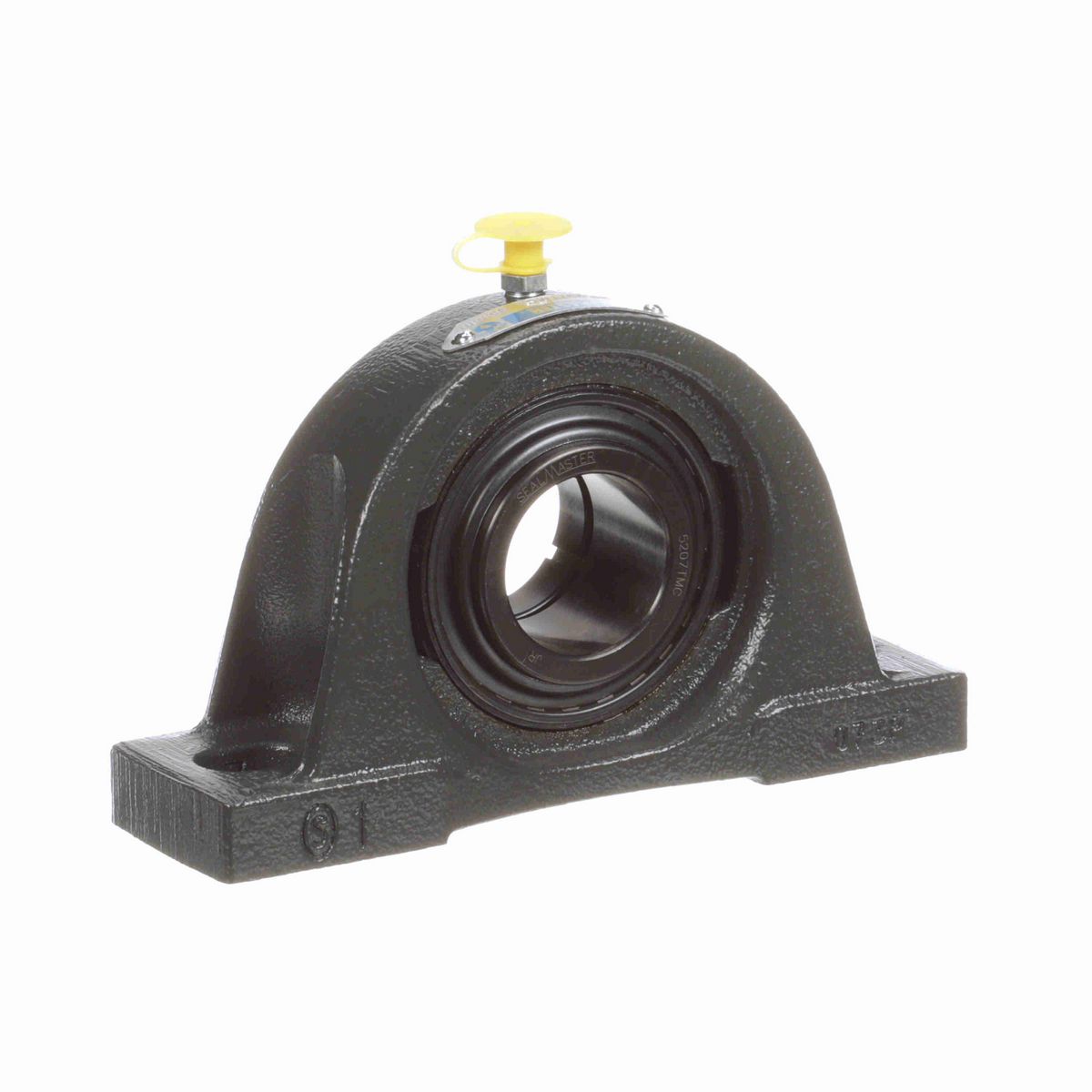 Sealmaster Mounted Cast Iron Two Bolt Pillow Block Ball Bearing - 52100 Bearing Steel, Black Oxided - Concentric Lock - NP-207TMC