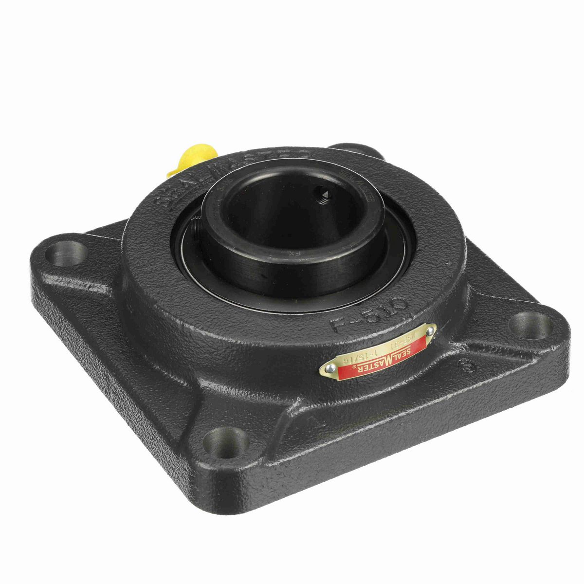 Sealmaster Mounted Cast Iron Four Bolt Flange Ball Bearing - 52100 Bearing Steel, Black Oxided - Setscrew Lock - MSF-31