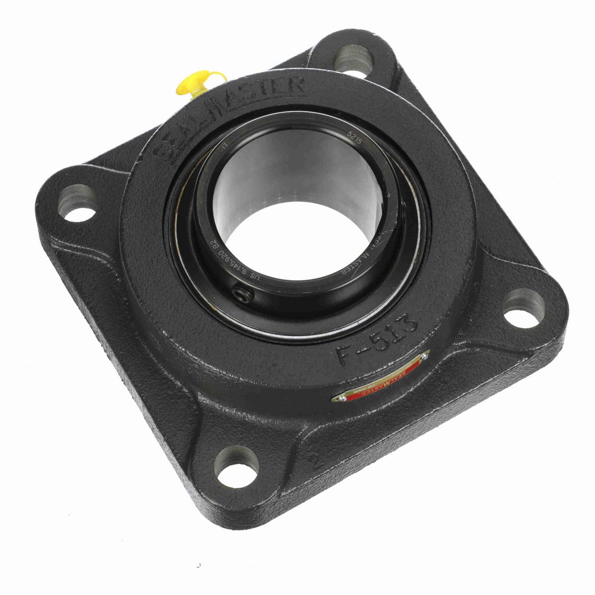 Sealmaster Mounted Cast Iron Four Bolt Flange Ball Bearing - 52100 Bearing Steel, Black Oxided - Setscrew Lock - SF-215