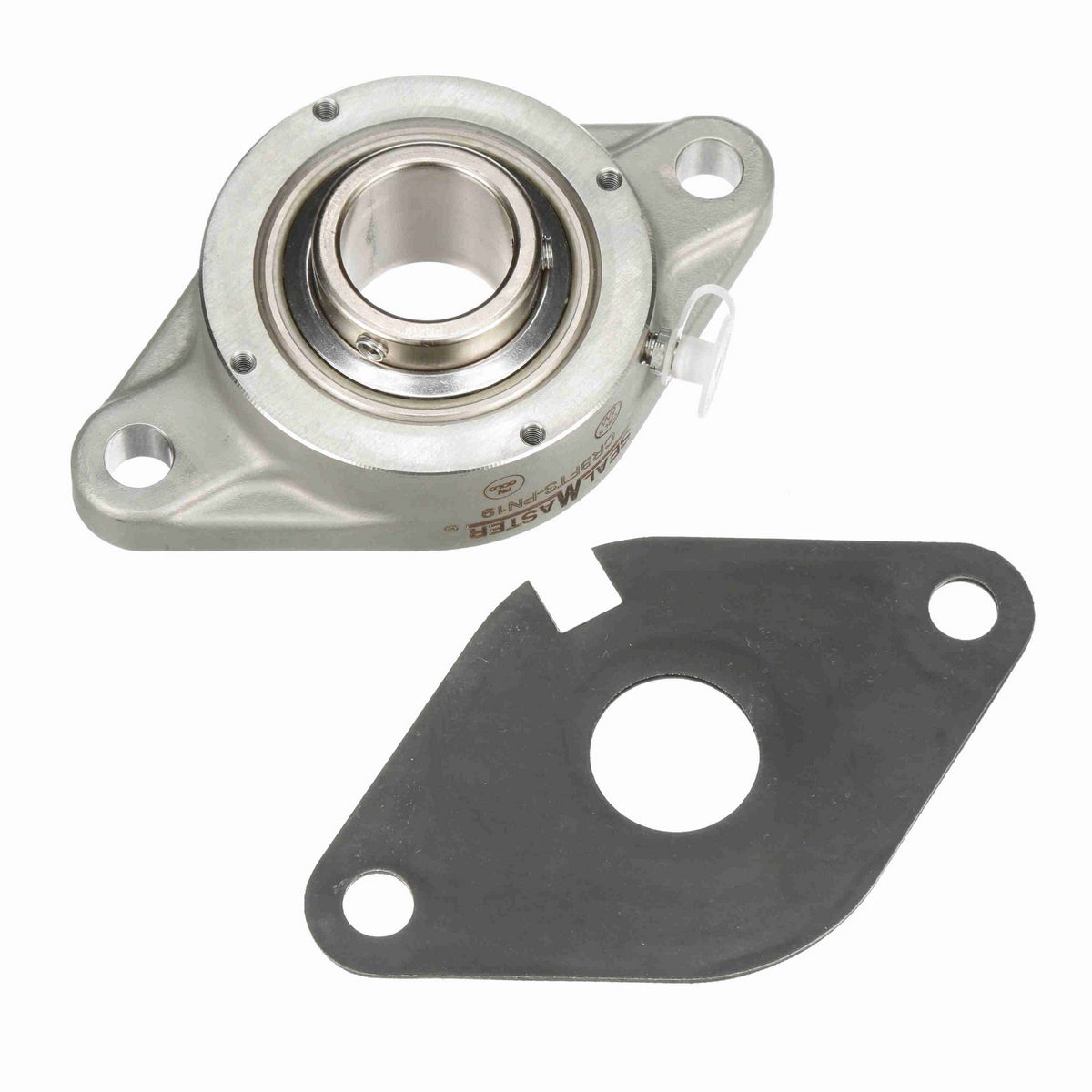 Sealmaster Mounted Stainless Steel Two Bolt Flange Ball Bearing - 52100 Bearing Steel, Phosphorus Nickel Coated - Setscrew Lock - Corrosion Resistant - CRBFTS-PN19
