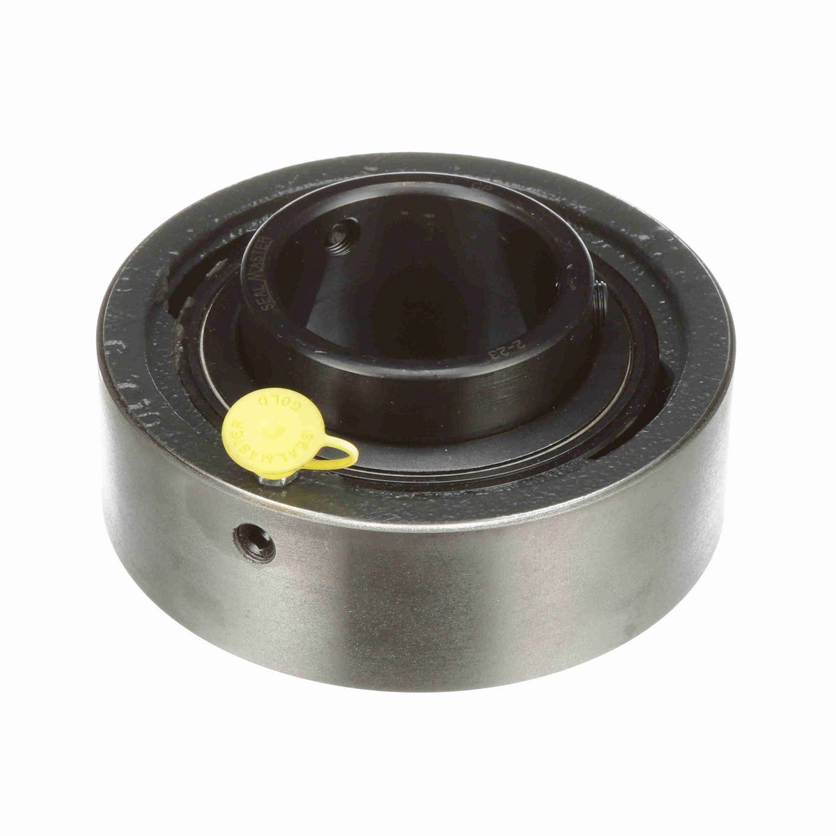 Sealmaster Mounted Cast Iron Cylindrical Cartridge Ball Bearing - 52100 Bearing Steel, Black Oxided - Setscrew Lock - SC-35