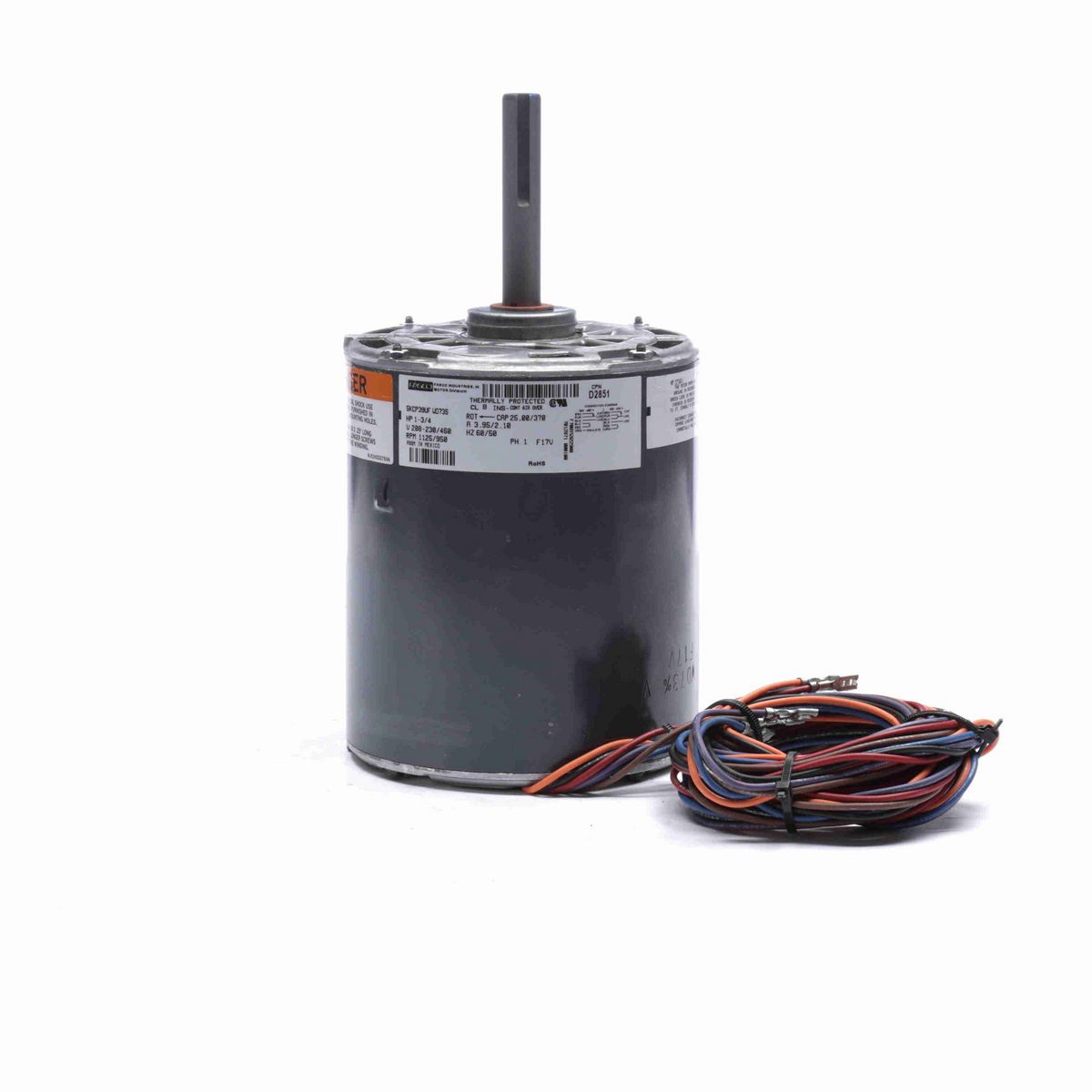 FASCO OEM Replacement Motor, 1-3/4 HP, 1 Ph, 60 Hz, 208-230/460 V, 1125/950 RPM, 1 Speed, 48 Frame, OAO - D2851