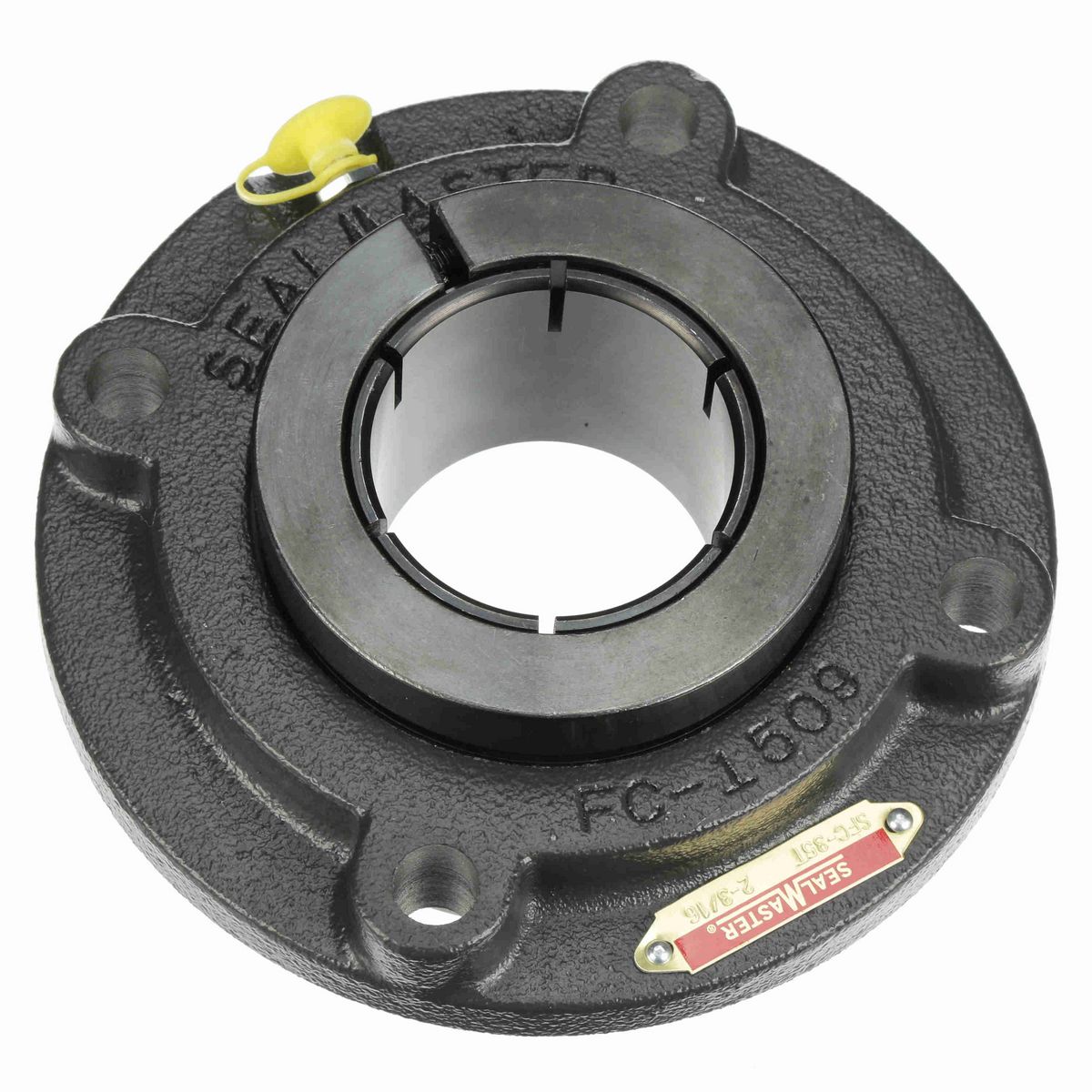 Sealmaster Mounted Cast Iron Flange Cartridge Ball Bearing - 52100 Bearing Steel, Black Oxided - Concentric Lock - SFC-35T