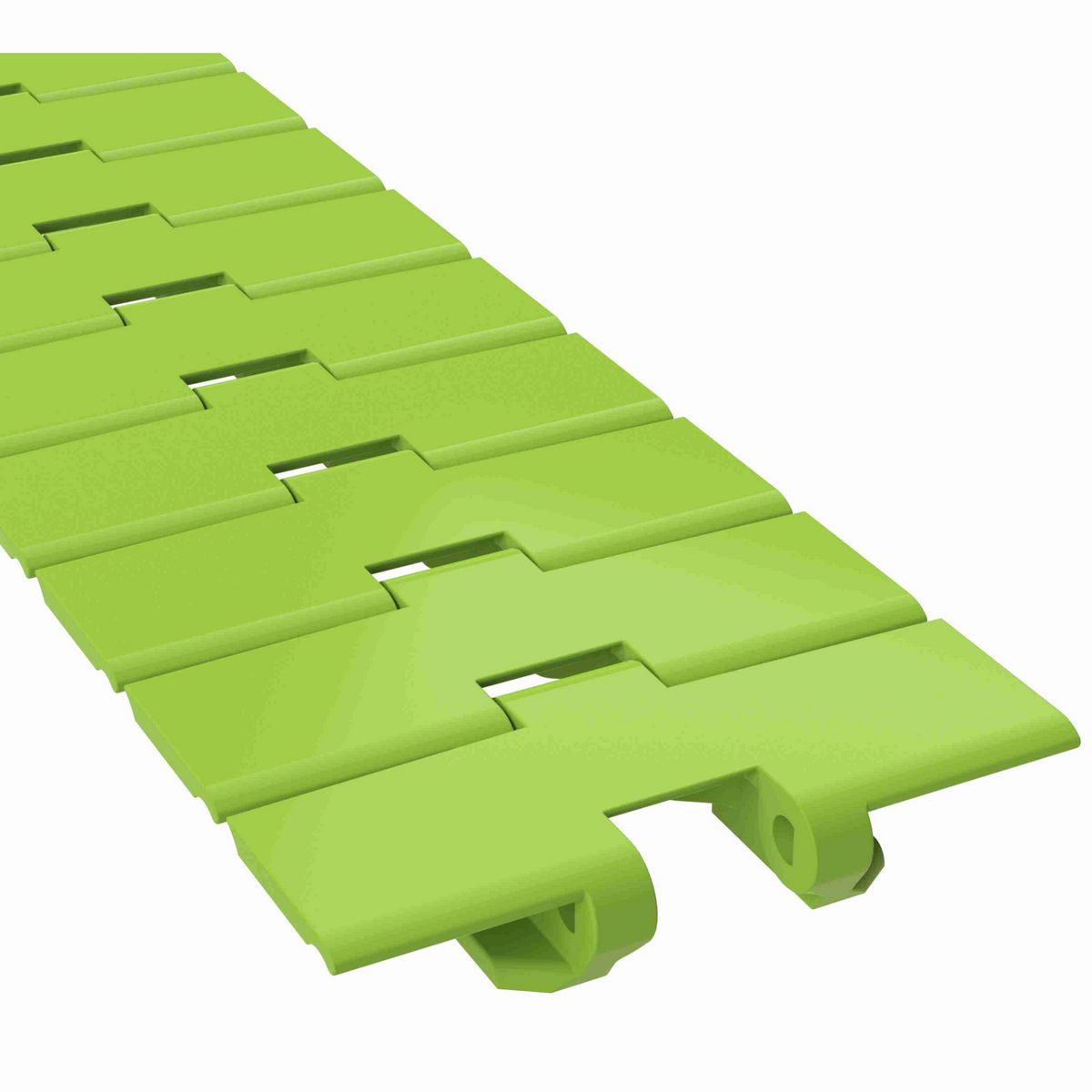 Rexnord 880TAB Side-flexing Solid Top, Material: Bright Lime-Green Dry PET Low Friction, Width: 4.5in, Pitch: 1.5in - 10605707