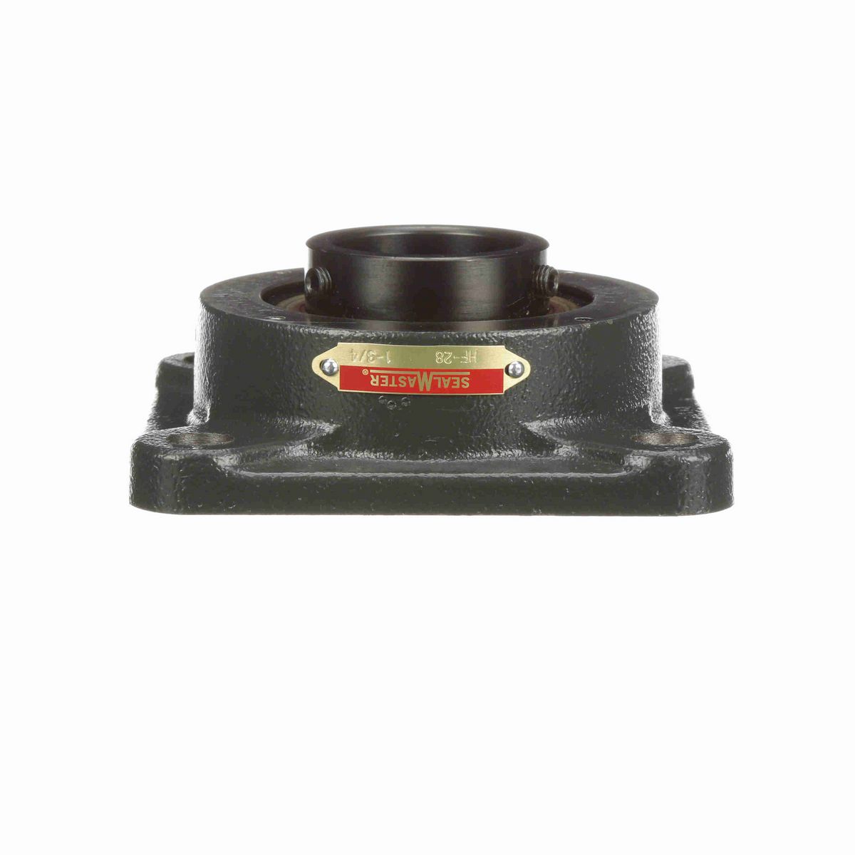 Sealmaster Mounted Cast Iron Four Bolt Flange Ball Bearing - 52100 Bearing Steel, Black Oxided - Setscrew Lock - HF-28