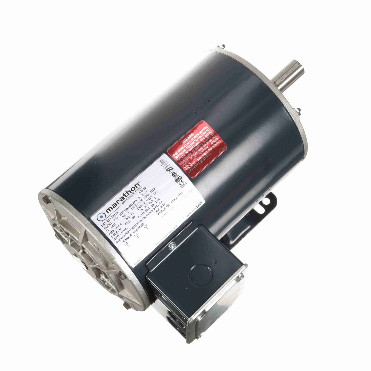 LEESON General Purpose Motor, 3 HP, 3 Ph, 60 Hz, 575 V, 3600 RPM, 145T Frame, DP - E932A
