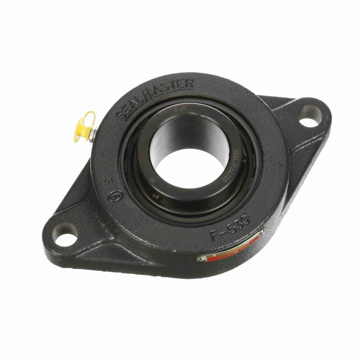Sealmaster Mounted Cast Iron Two Bolt Flange Ball Bearing - 52100 Bearing Steel, Black Oxided - Setscrew Lock - SFT-32C