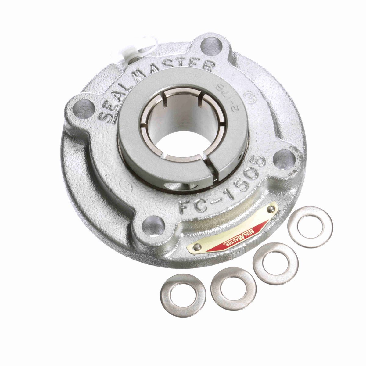 Sealmaster Mounted Flouropolymer Coated Cast Iron Flange Cartridge Ball Bearing - 52100 Bearing Steel, Phosphorus Nickel Coated - Concentric Lock - Corrosion Resistant - CRFCF-PN24T