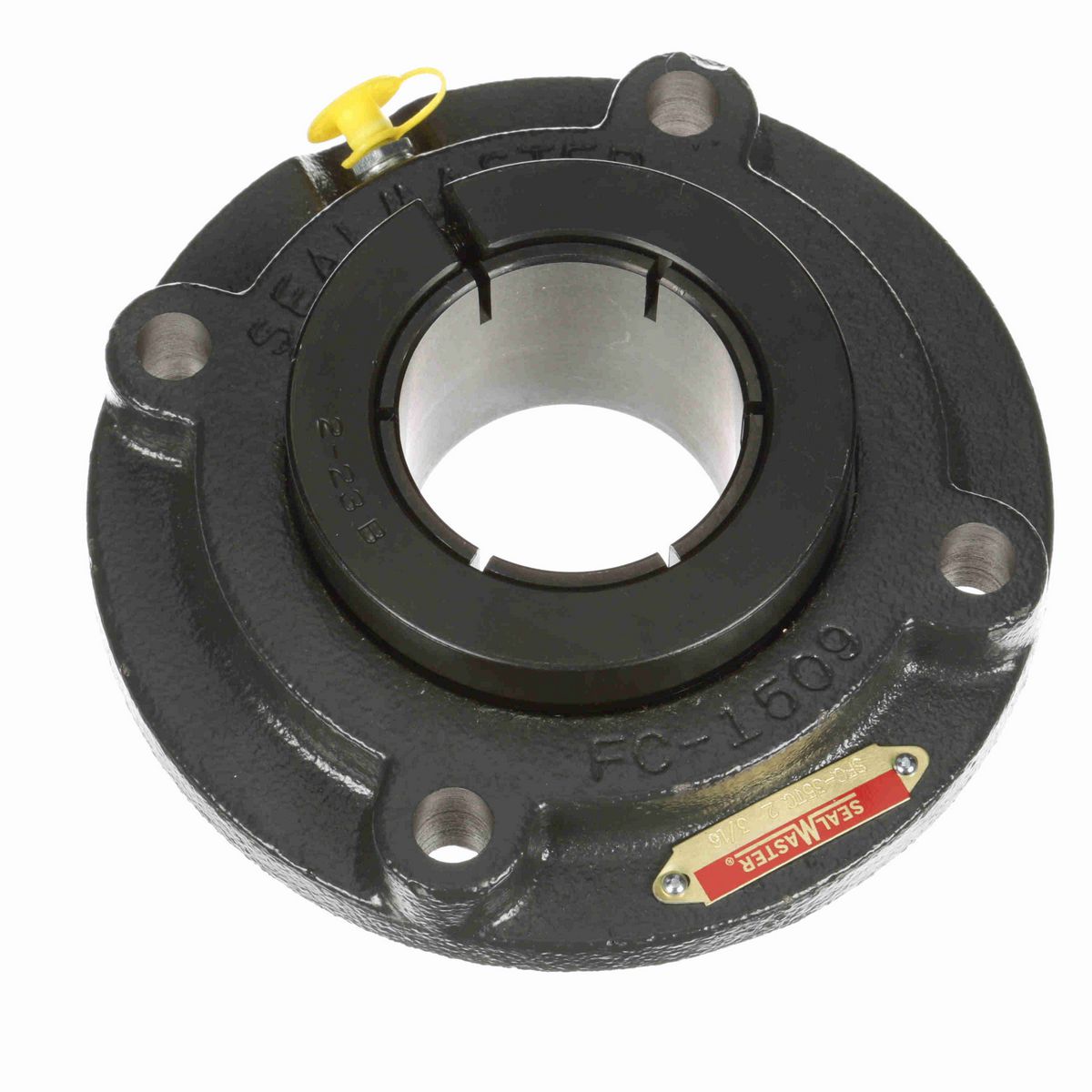 Sealmaster Mounted Cast Iron Flange Cartridge Ball Bearing - 52100 Bearing Steel, Black Oxided - Concentric Lock - SFC-35TC
