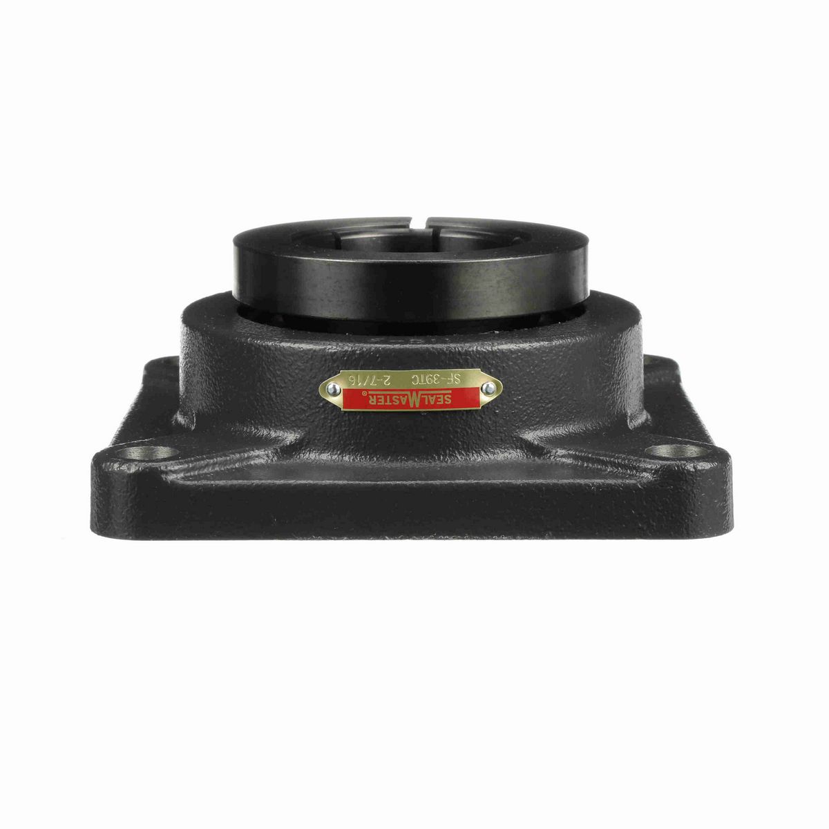 Sealmaster Mounted Cast Iron Four Bolt Flange Ball Bearing - 52100 Bearing Steel, Black Oxided - Concentric Lock - SF-39TC