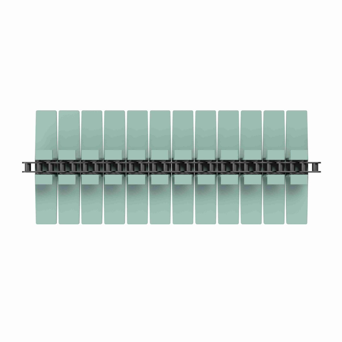 Rexnord 1873TAB Side-flexing Solid Top, Material: Heat Stabilized (Green), Width: 7.5in, Pitch: 1.5in - 81418855