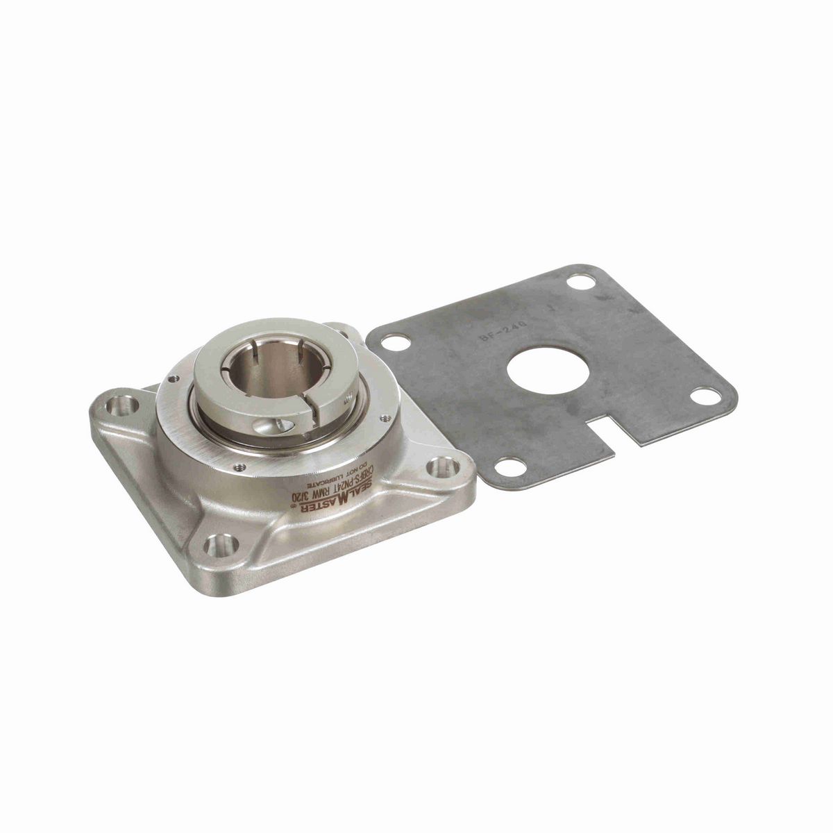 Sealmaster Mounted Stainless Steel Four Bolt Flange Ball Bearing - 52100 Bearing Steel, Phosphorus Nickel Coated - Concentric Lock - Corrosion Resistant - Reduced Maintenance - Lubed for Life - CRBFS-PN24T RMW