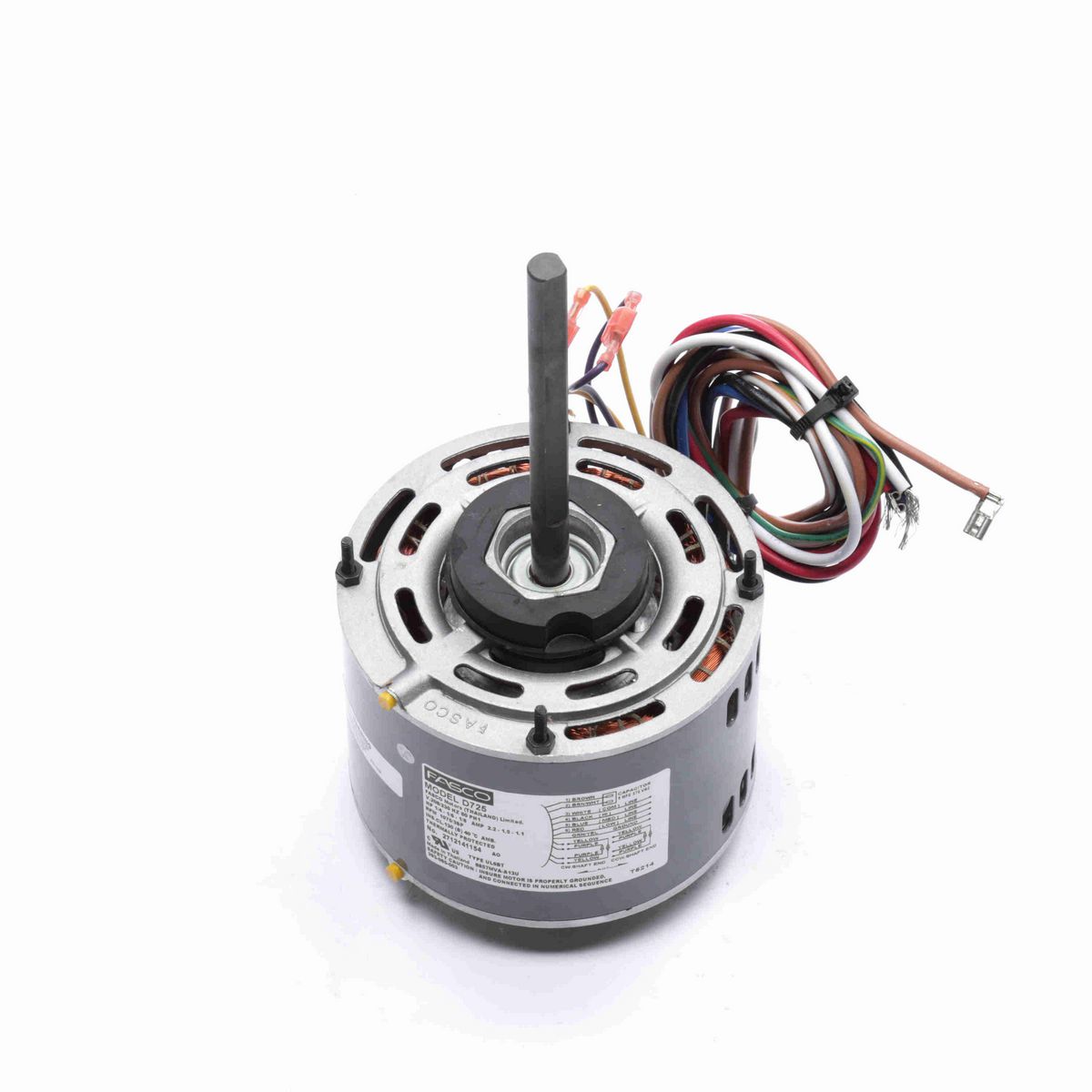 FASCO Condenser Fan Motor, 1/4 HP, 1 Ph, 60 Hz, 208-230 V, 1075 RPM, 3 Speed, 48 Frame, ODP - D742