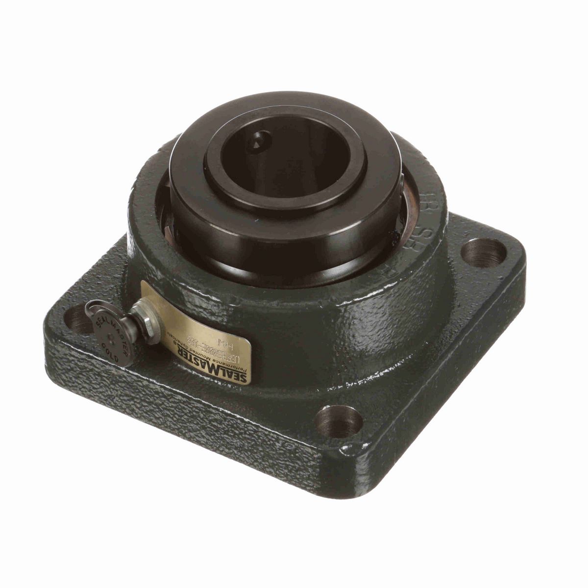 Sealmaster Mounted Cast Iron Four Bolt Flange Spherical Roller - 52100 Bearing Steel, Black Oxided - Collar Mount Lock - USFB5000E-108