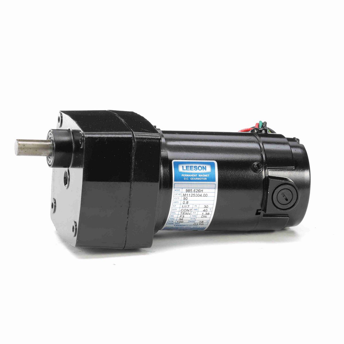 LEESON Parallel Shaft Gearmotor, 0.06 HP, 90 V, 100 RPM, 30 Frame, TENV - M1125004.00