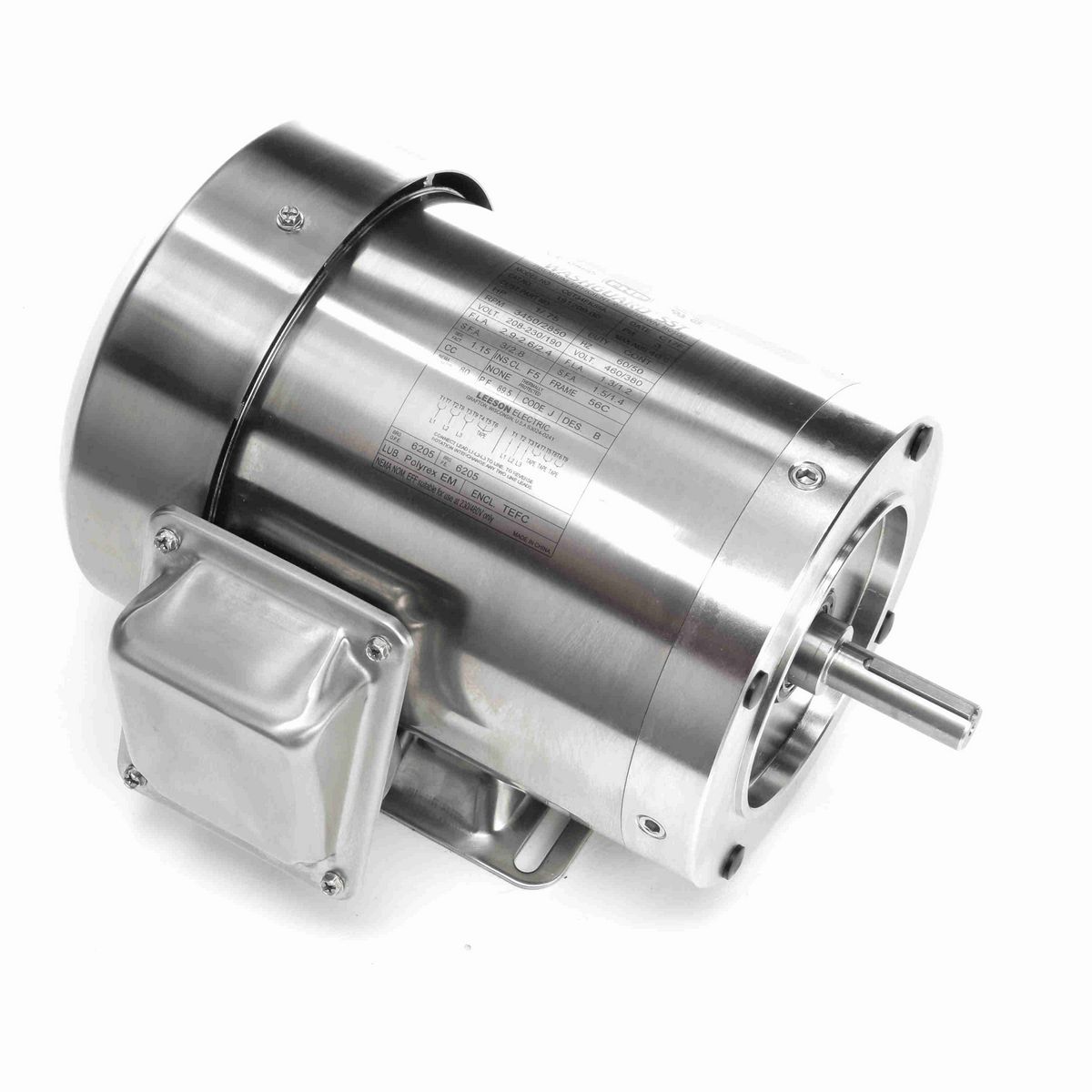 LEESON SST Duck™ General Purpose Motor, 1 & 0.75 HP, 3 Ph, 60 & 50 Hz, 230/460 & 190/380 V, 3600 & 3000 RPM, 56HC Frame, TEFC - 191209.00