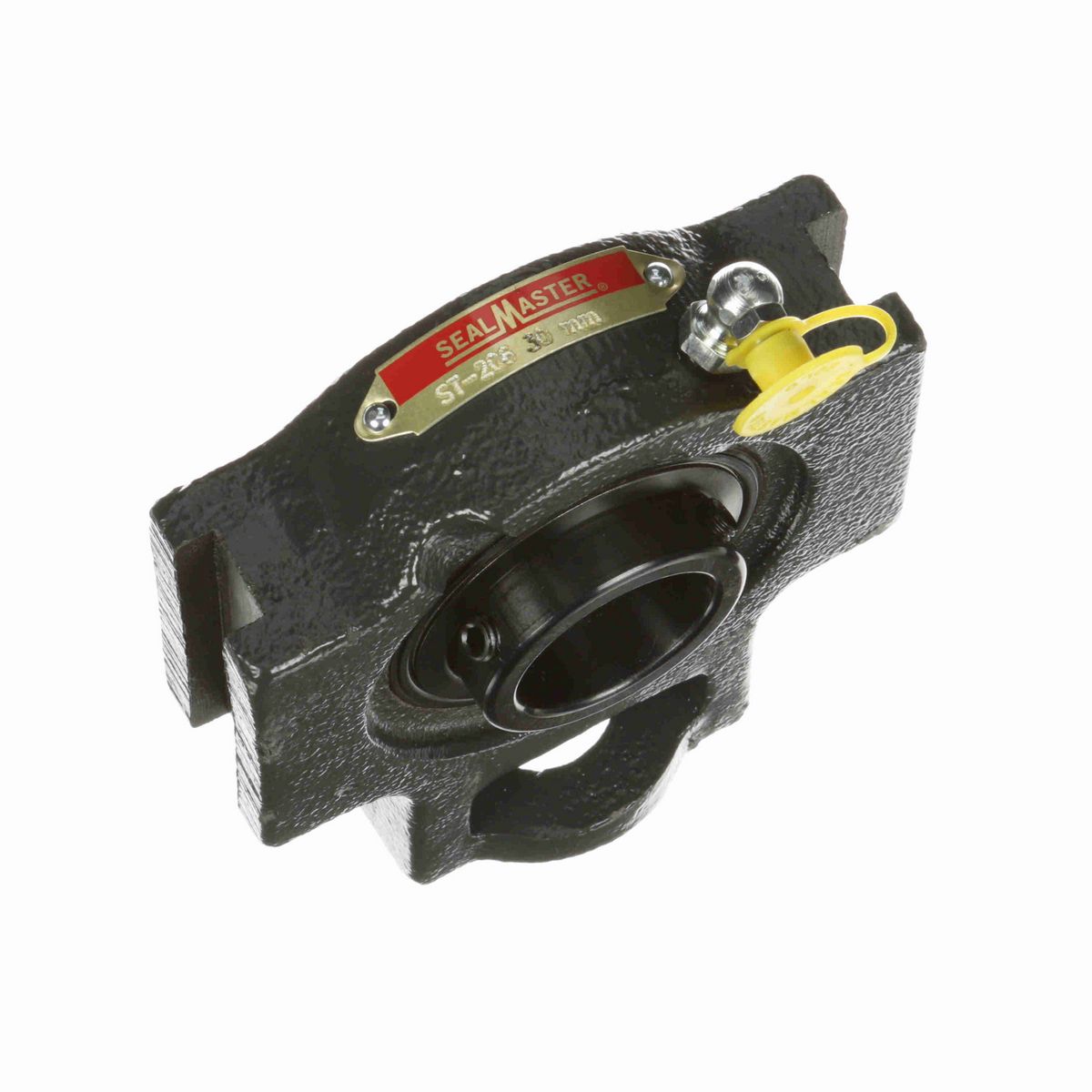 Sealmaster Mounted Cast Iron Wide Slot Take Up Ball Bearing - 52100 Bearing Steel, Black Oxided - Setscrew Lock - ST-206