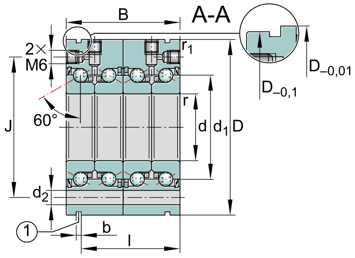 Упорно-радиальный шарикоподшипник INA ZKLF40100-2RS-2AP-XL (ZKLF 40100.2RS 2AP, ZKLF40100-2RS-2AP)