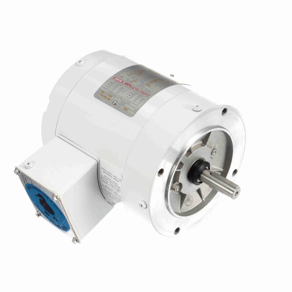 LEESON White Duck™ General Purpose Motor, 0.33 HP, 3 Ph, 60 Hz, 230/460 V, 1800 RPM, 56C Frame, TENV - 113954.00